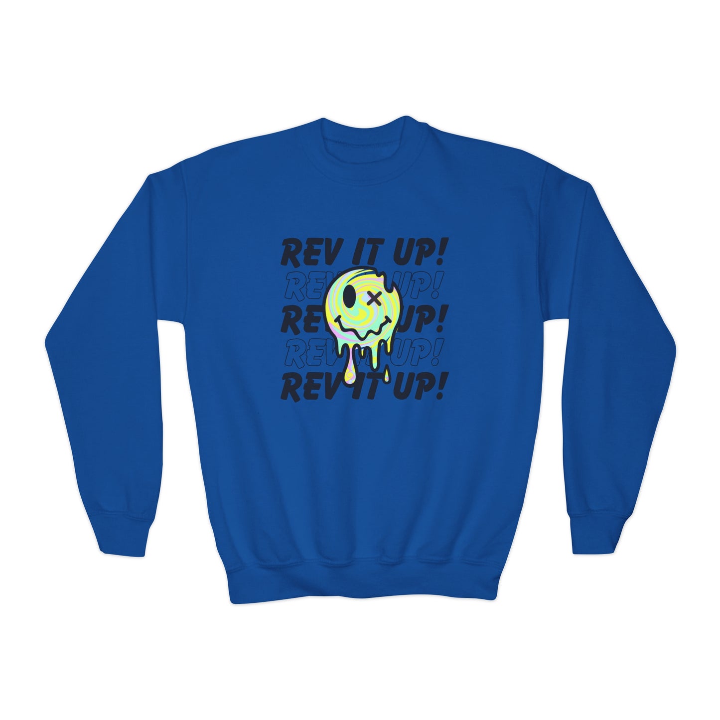 Rev It Up Retro Smiley -Youth Sweatshirt