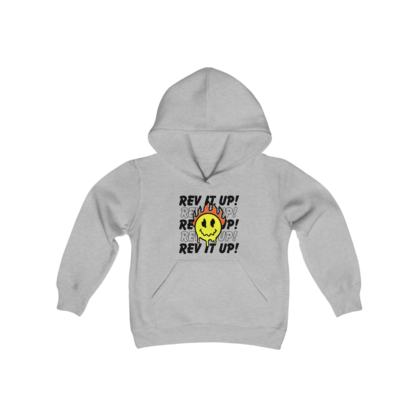 Rev It Up Flame Smiley - Youth Hooded Sweatshirt