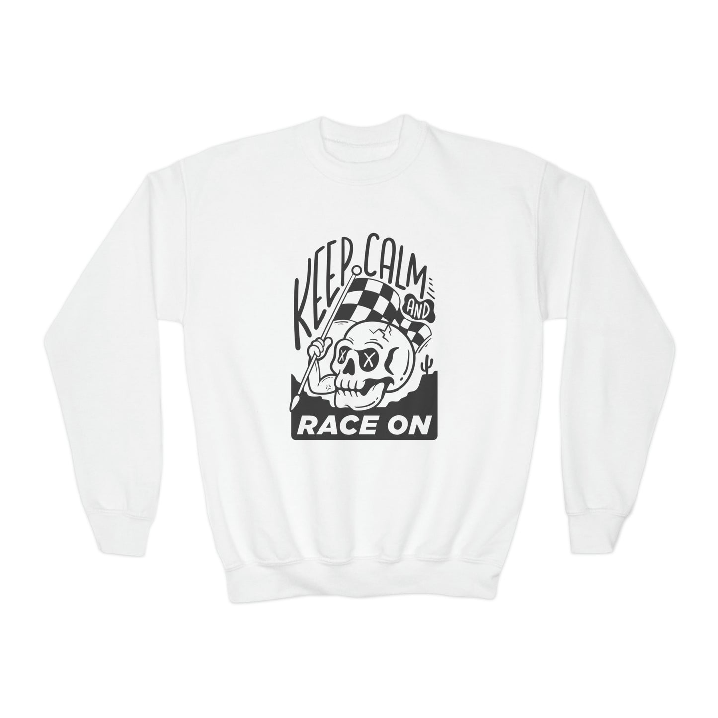 Keep Calm and Race On -Youth Crewneck Sweatshirt