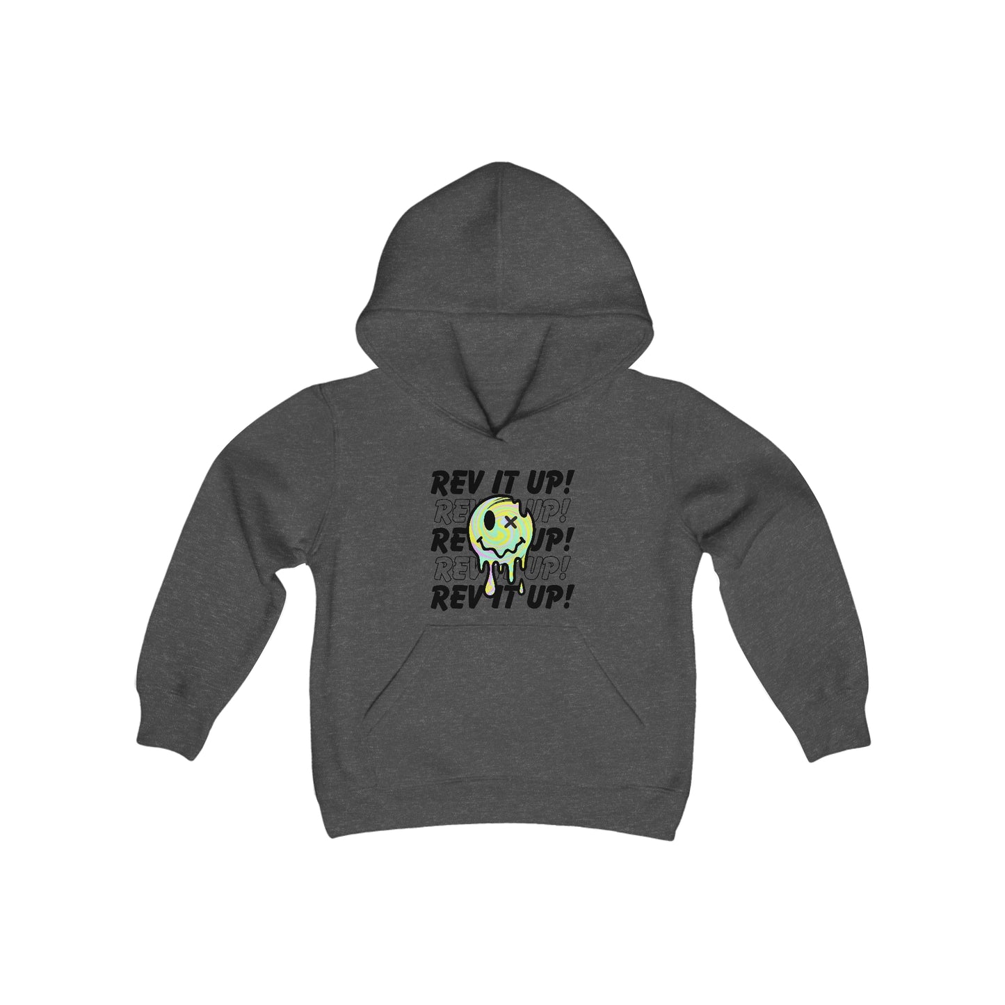 Rev It Up Retro Smiley -Youth Hooded Sweatshirt