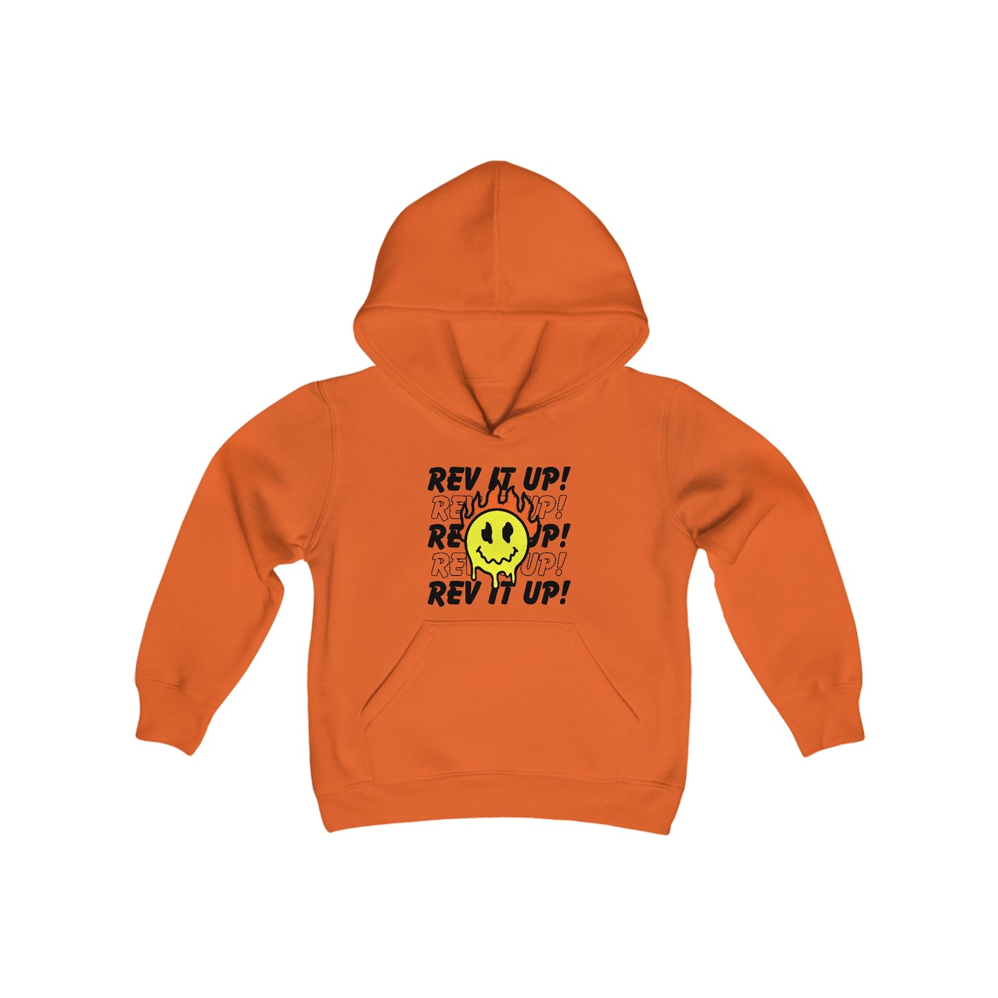 Rev It Up Flame Smiley - Youth Hooded Sweatshirt