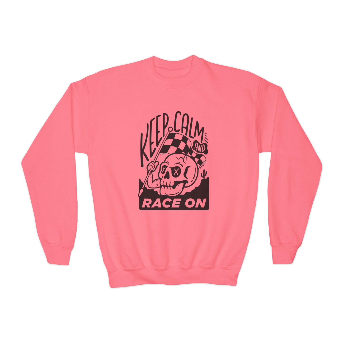 Keep Calm and Race On -Youth Crewneck Sweatshirt