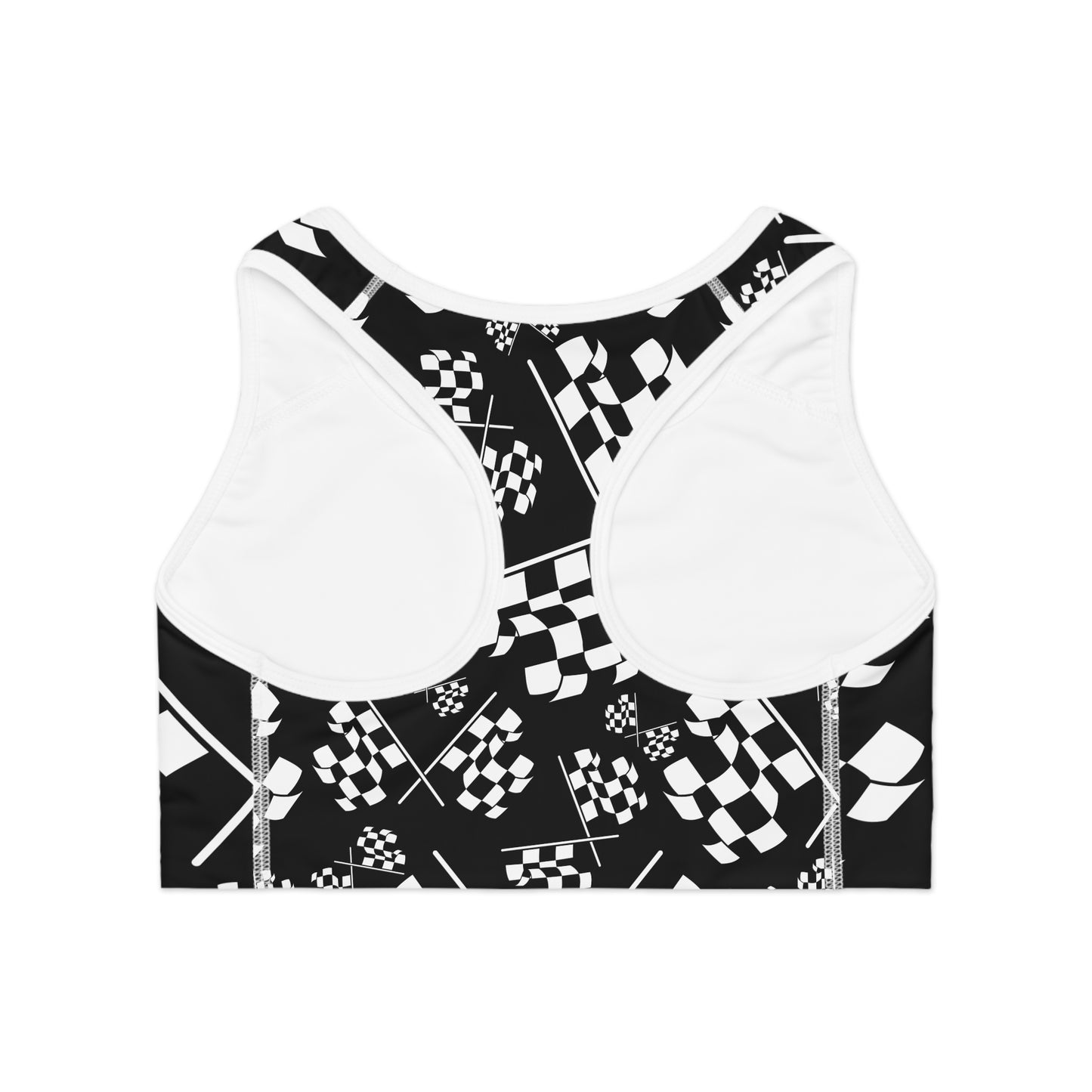 Sports Bra Checkered Flag Black Background