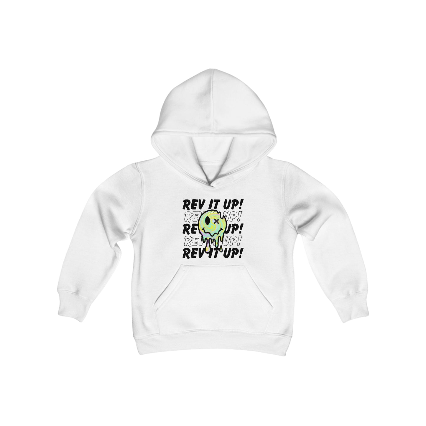 Rev It Up Retro Smiley -Youth Hooded Sweatshirt