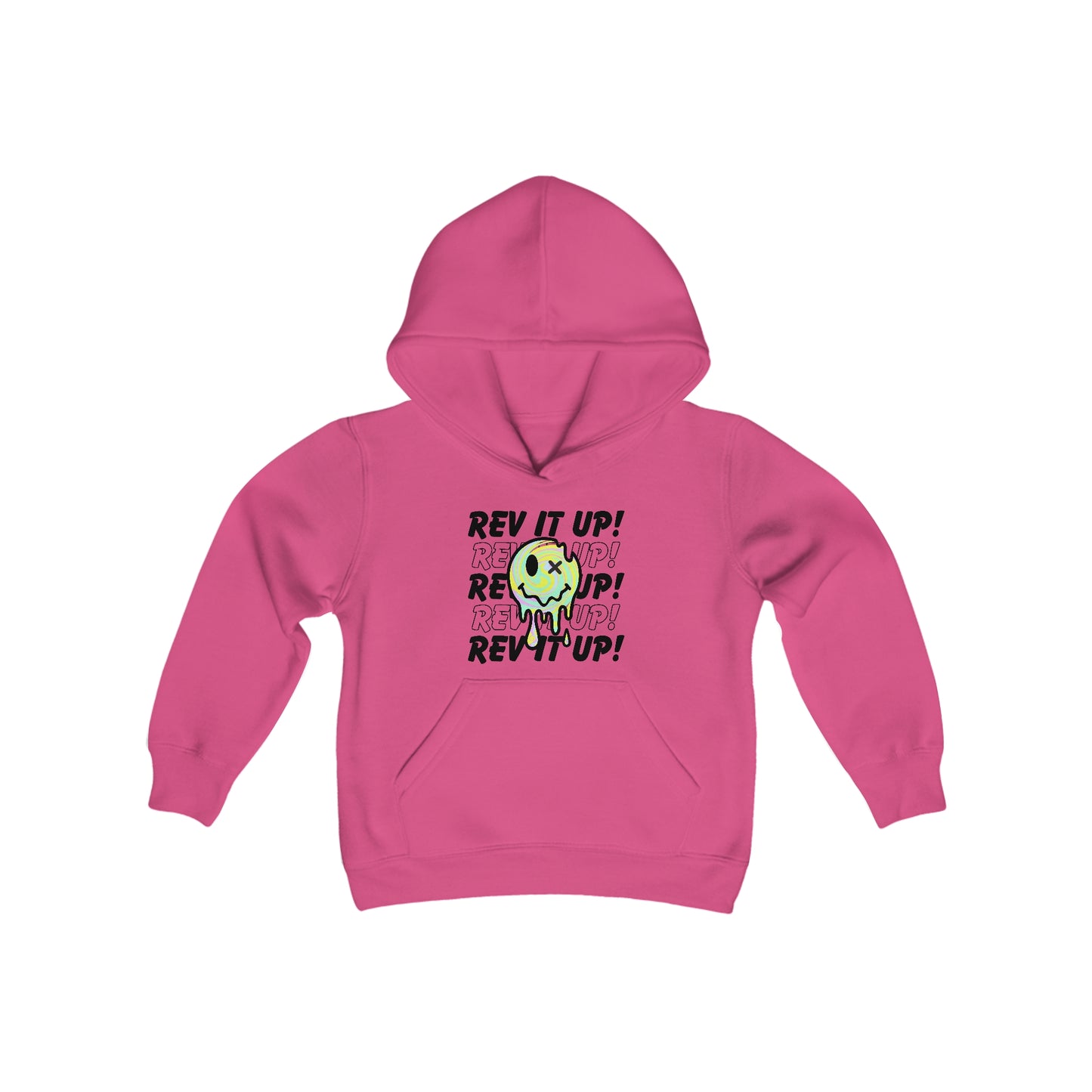 Rev It Up Retro Smiley -Youth Hooded Sweatshirt