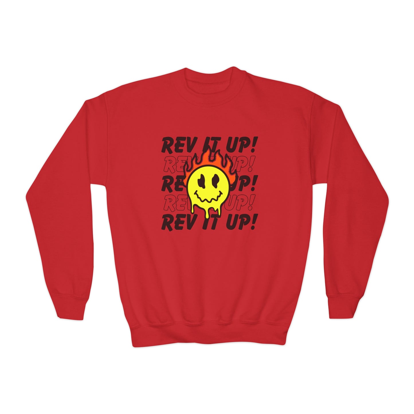 Rev It Up Flame Smiley -Youth Sweatshirt