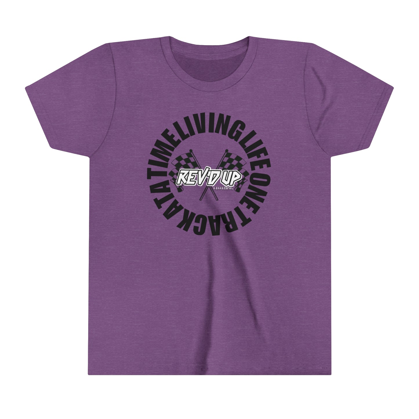 Living Life One Track At A Time Black Rev'd Up Clothing -Youth T-Shirt