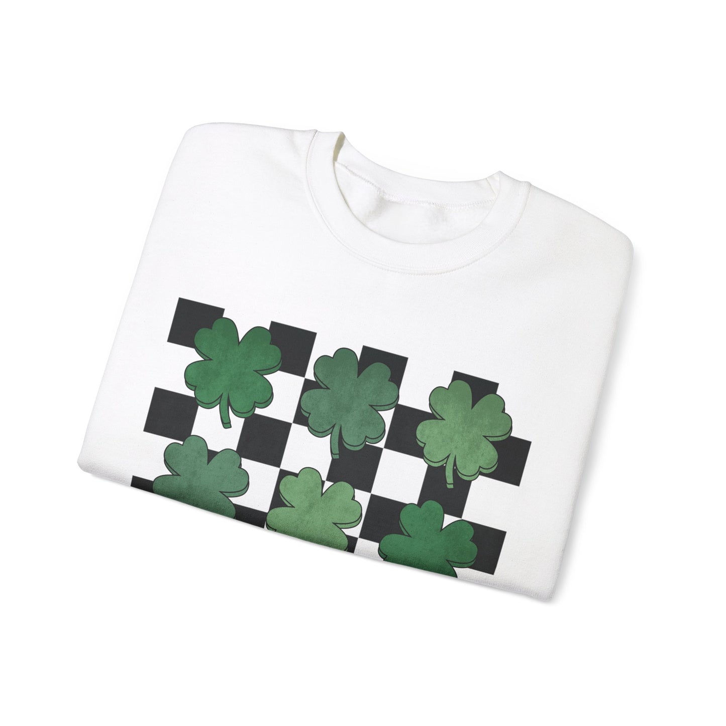 Checkered Shamrock- Adult Crewneck Sweatshirt
