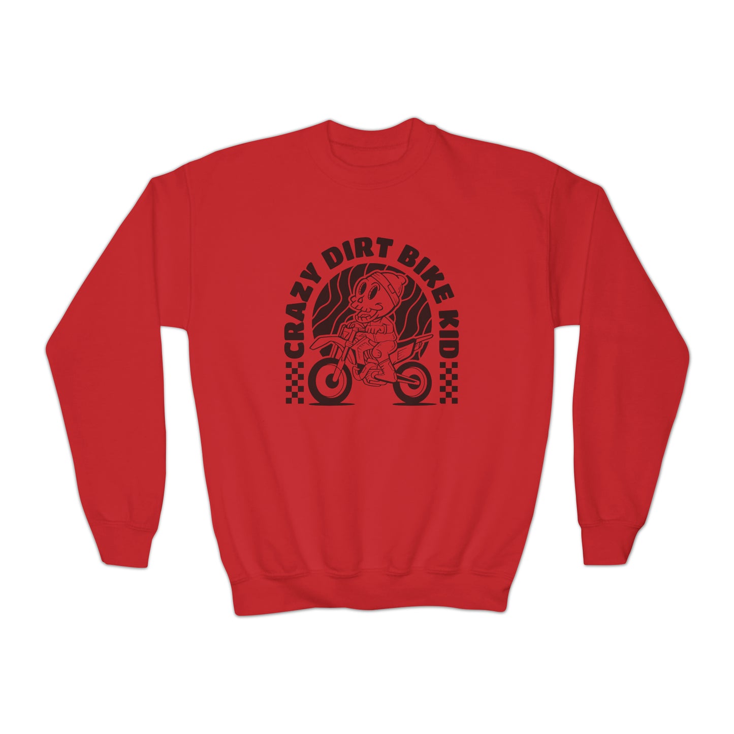 Crazy Dirt Bike Kid- Youth Crewneck Sweatshirt