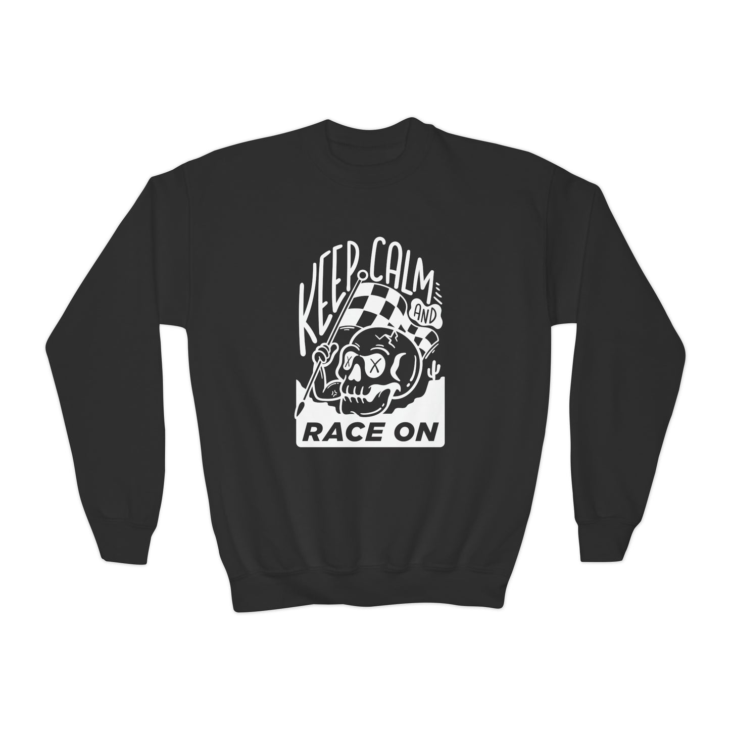 Keep Calm and Race On -Youth Crewneck Sweatshirt