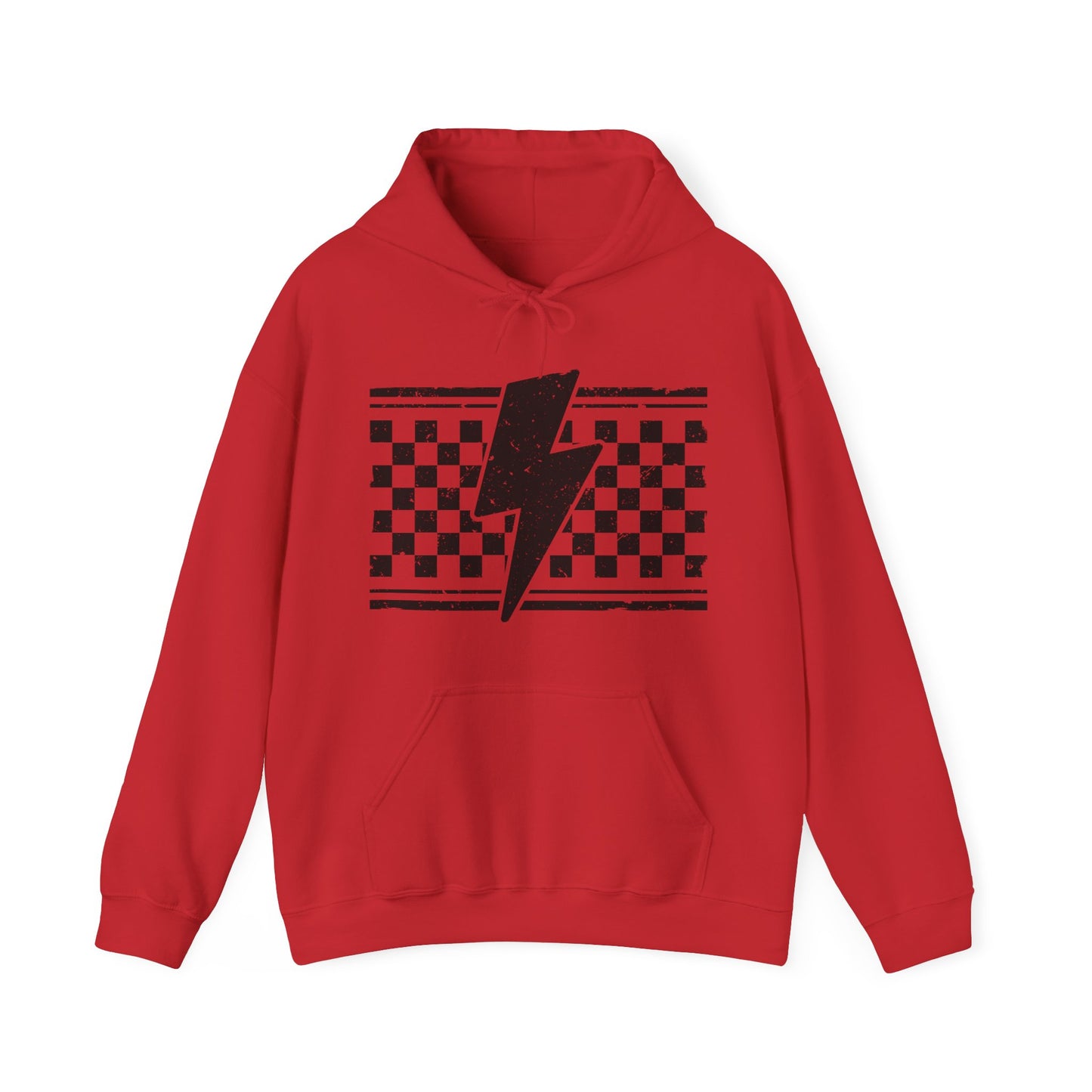 Grunge Checkered Lightening Bolt- Adult Hooded Sweatshirt