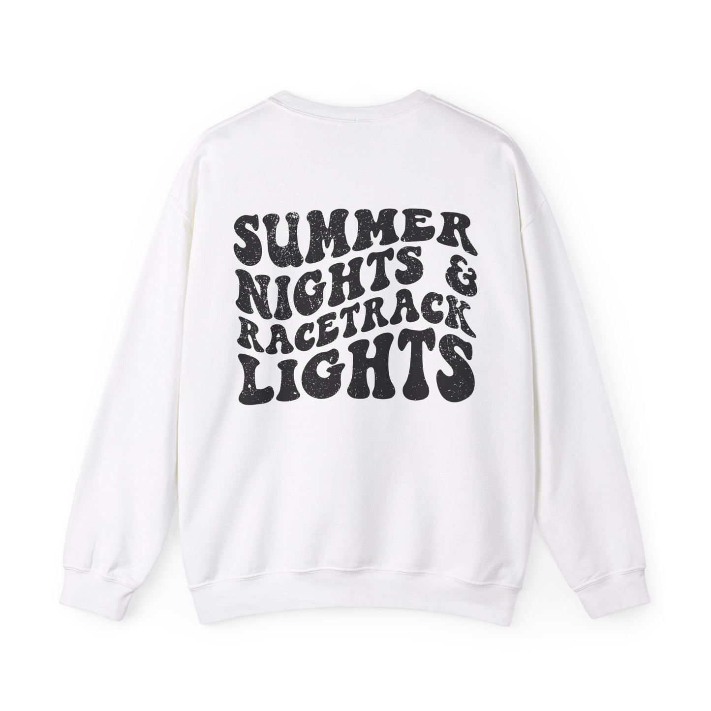 Summer Nights Race Track Lights- Adult Crewneck Sweatshirt