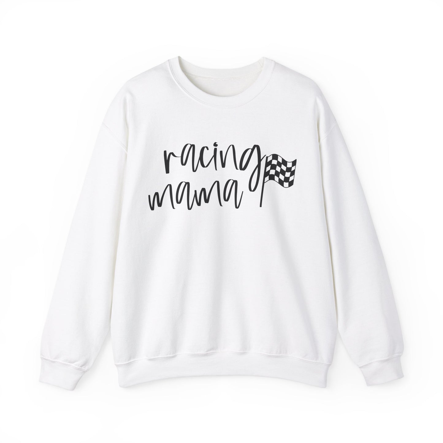 Race Mama with Flag- Adult Crewneck Sweatshirt