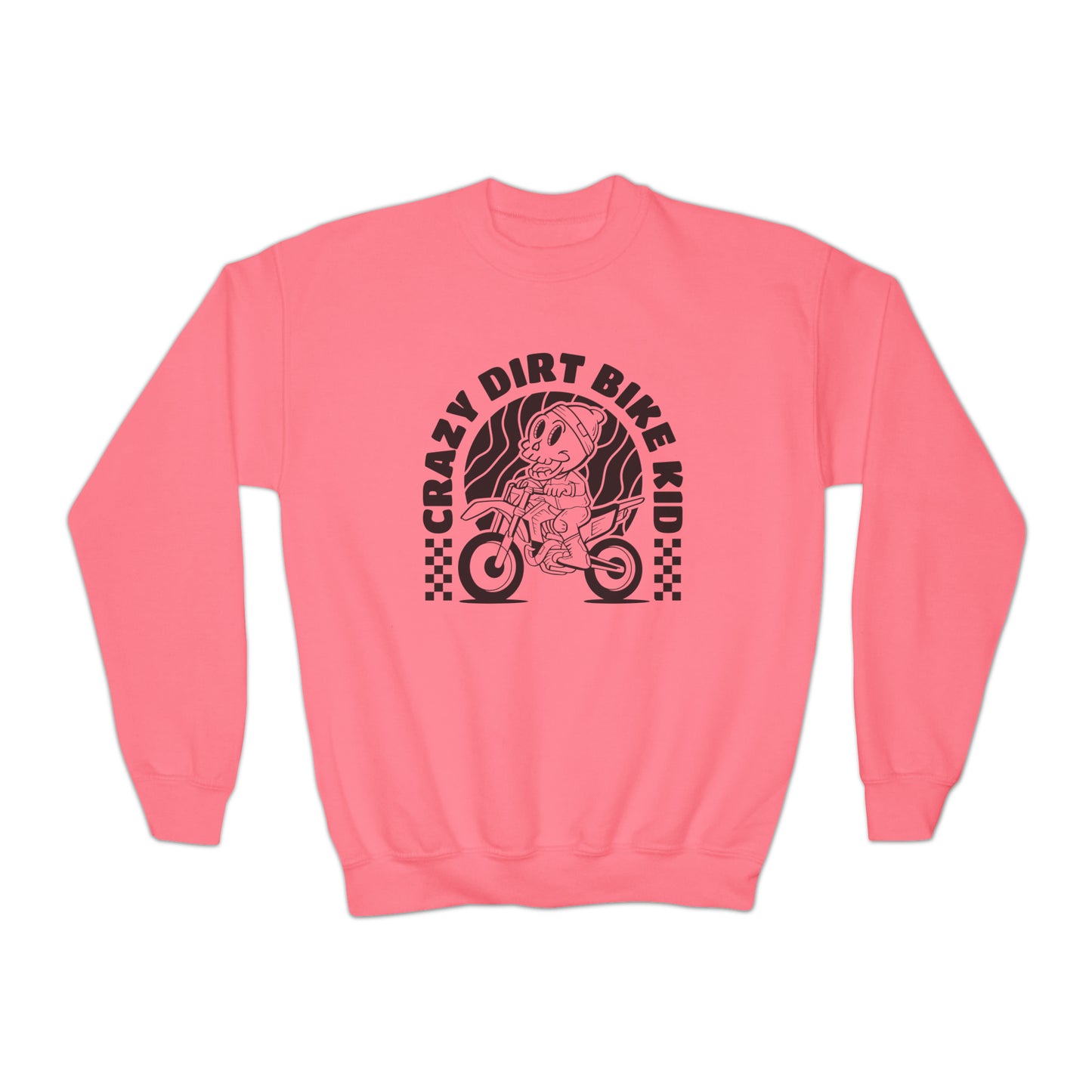 Crazy Dirt Bike Kid- Youth Crewneck Sweatshirt
