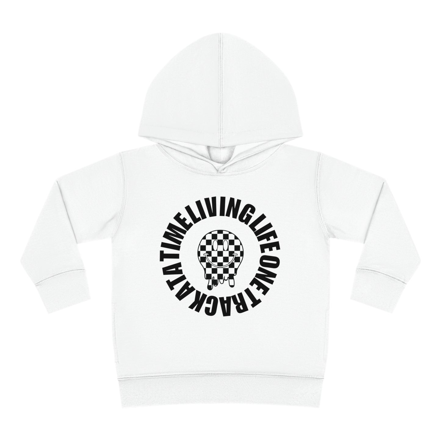 Living Life One Track At A Time Black Checkered Smiley - Toddler Hooded Sweatshirt