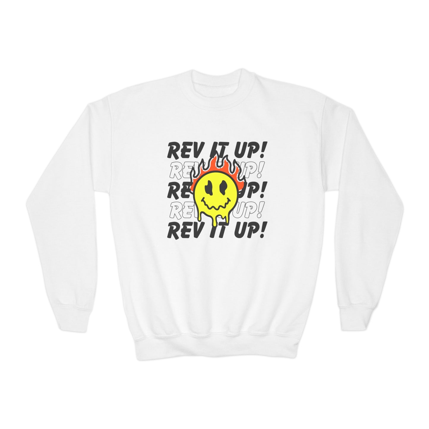 Rev It Up Flame Smiley -Youth Sweatshirt