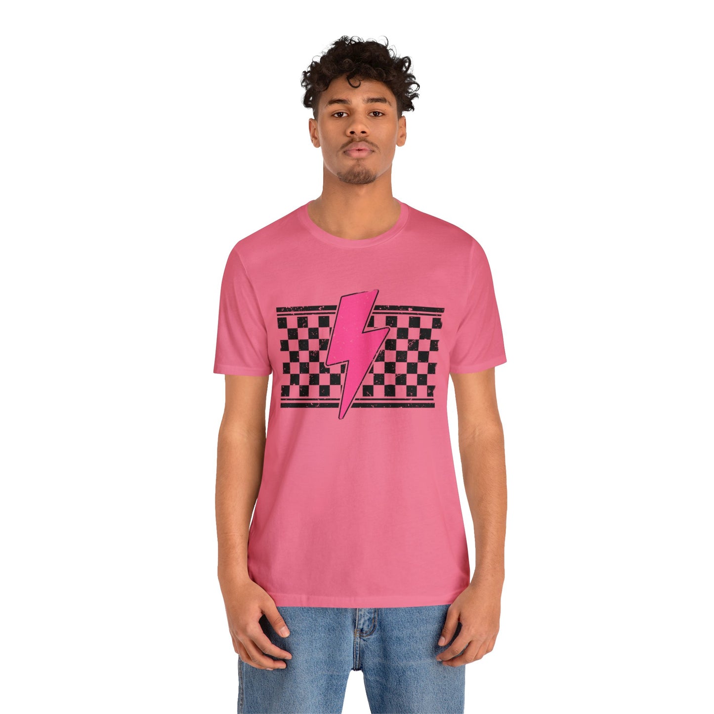 Pink Lightening Bolt- Adult T-Shirt