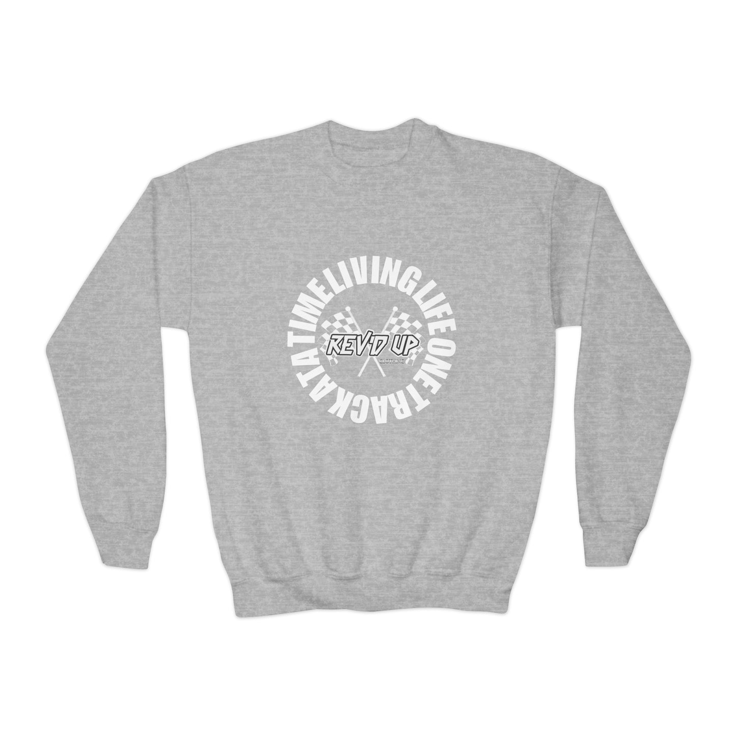 Living Life One Track At A Time White Rev'd Up Clothing - Youth Sweatshirt