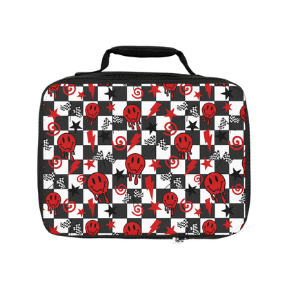 Black & Red Checkered  Smiley Race Themed - Lunch Bag