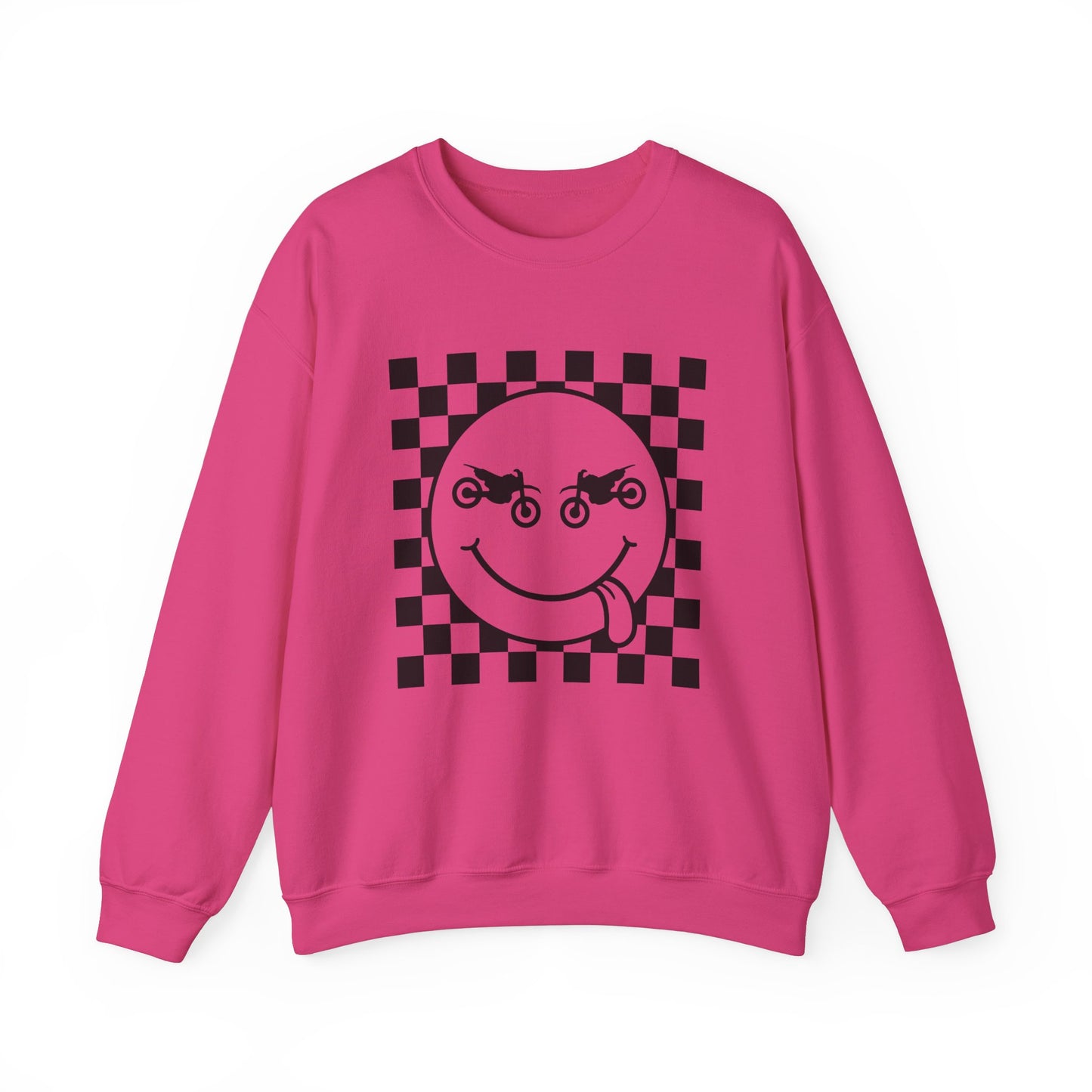 Race Flag Smile Face- Adult Crewneck Sweatshirt