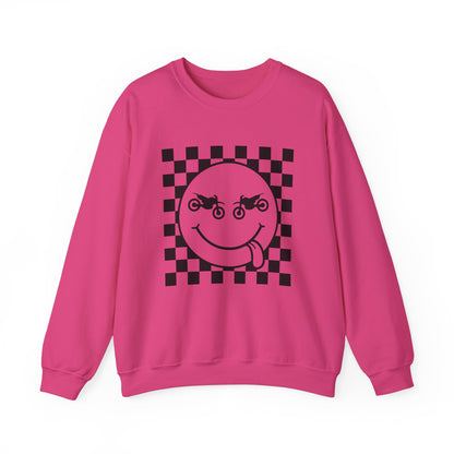 Race Flag Smile Face- Adult Crewneck Sweatshirt
