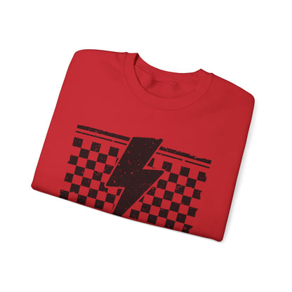 Grunge Checkered Lightning Bolt- Adult Sweatshirt