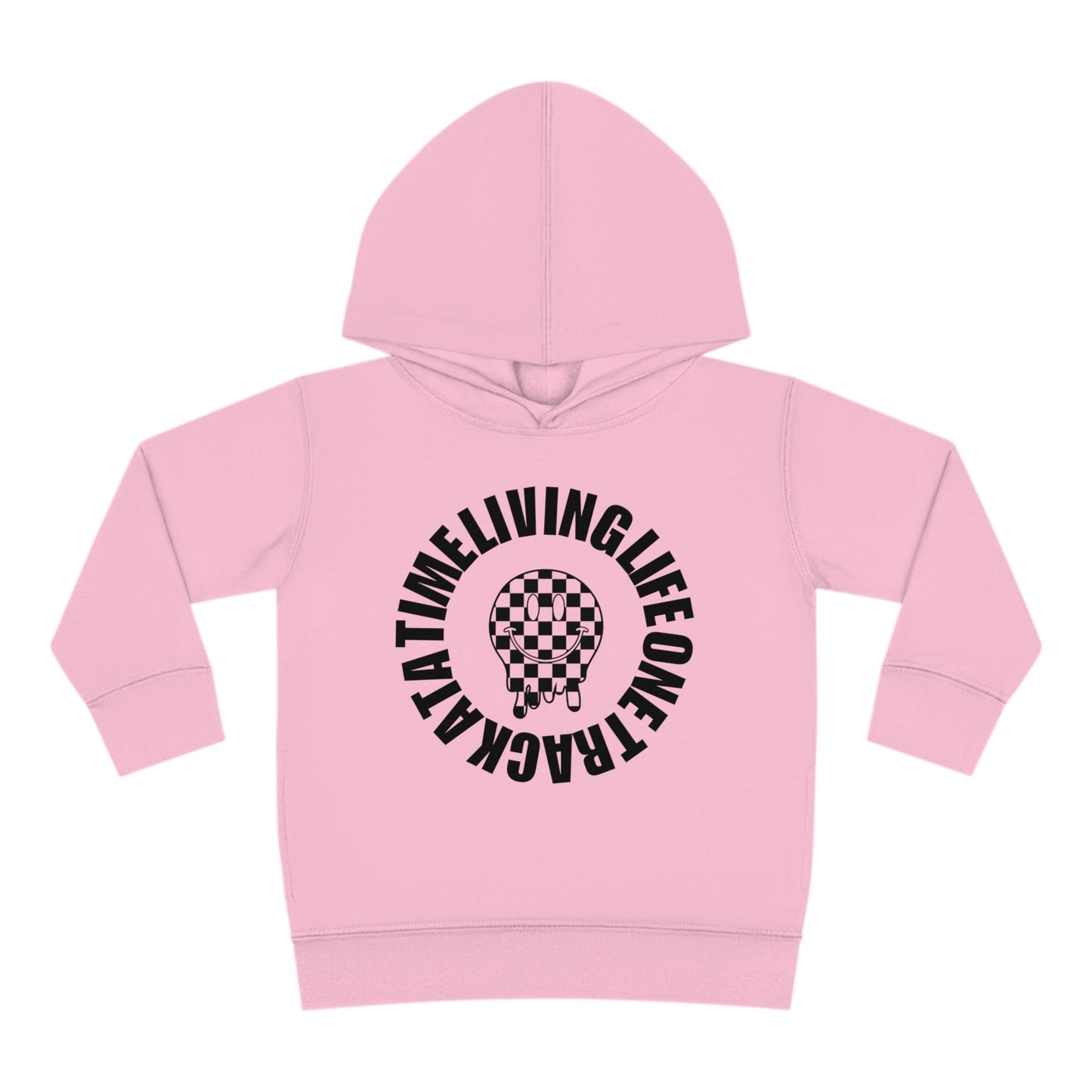 Living Life One Track At A Time Black Checkered Smiley - Toddler Hooded Sweatshirt