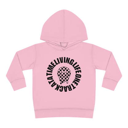 Living Life One Track At A Time Black Checkered Smiley - Toddler Hooded Sweatshirt
