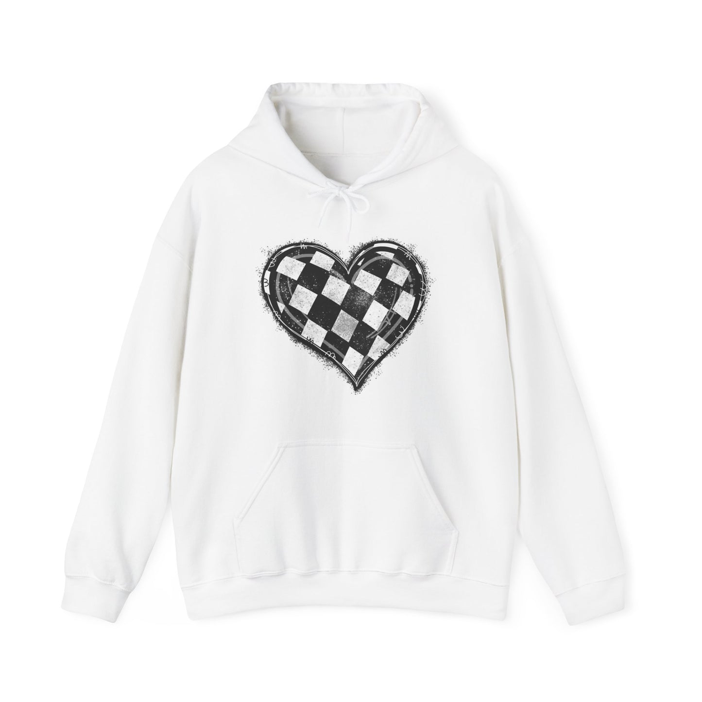 Checkered Heart- Adult Hooded Sweatshirt