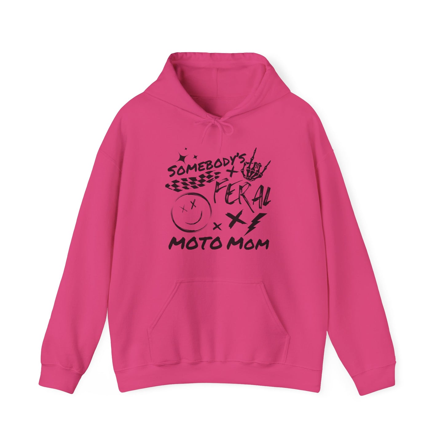 Somebody`s Feral Moto Mom- Adult Hooded Sweatshirt