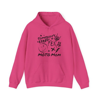 Somebody`s Feral Moto Mom- Adult Hooded Sweatshirt