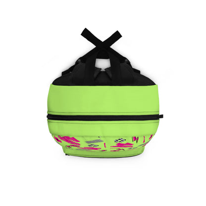 Bright Green & Pink Winged Sprint Car - Backpack