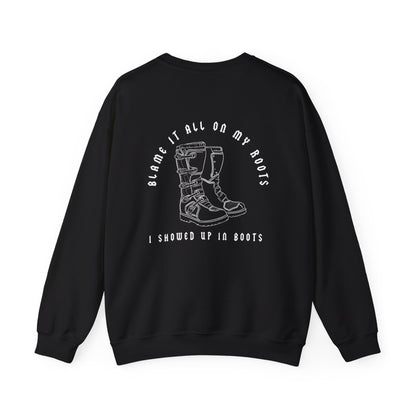 Blame It All On My Roots White Font- Adult Crewneck Sweatshirt