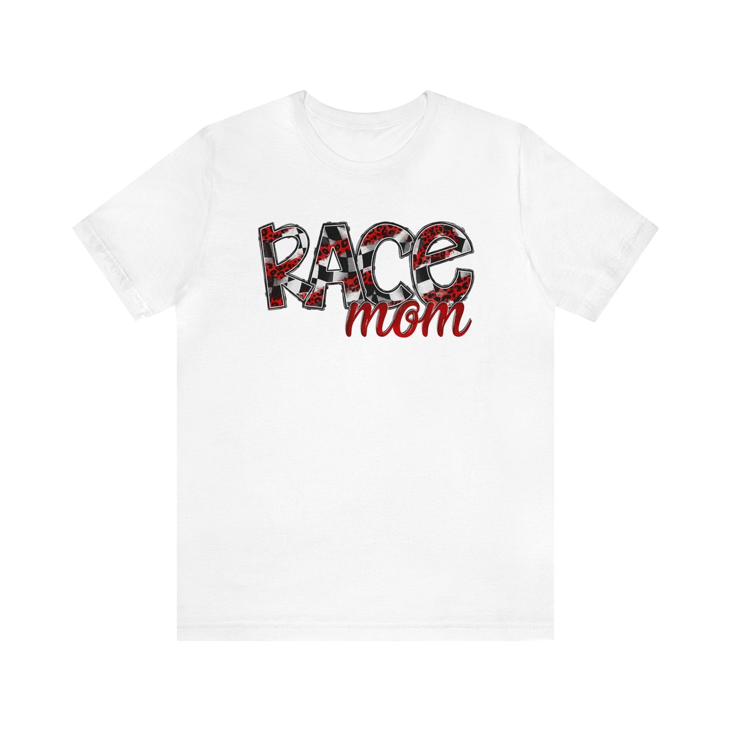 Checkered with Red Race Mom- Adult T-Shirt