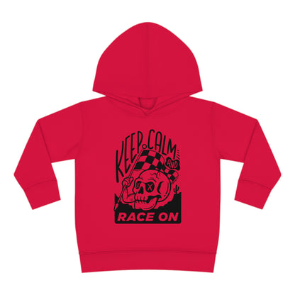 Keep Calm and Race On -Toddler Hooded Sweatshirt