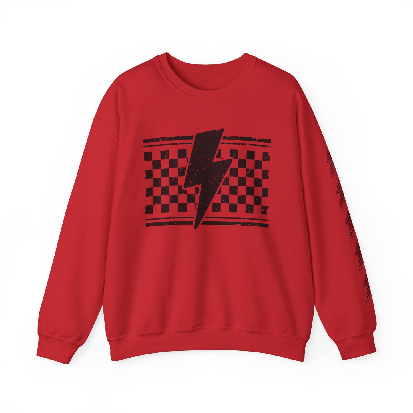 Grunge Checkered Lightning Bolt- Adult Sweatshirt