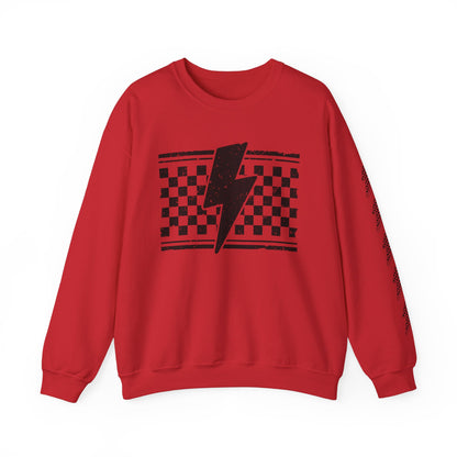 Grunge Checkered Lightning Bolt- Adult Sweatshirt