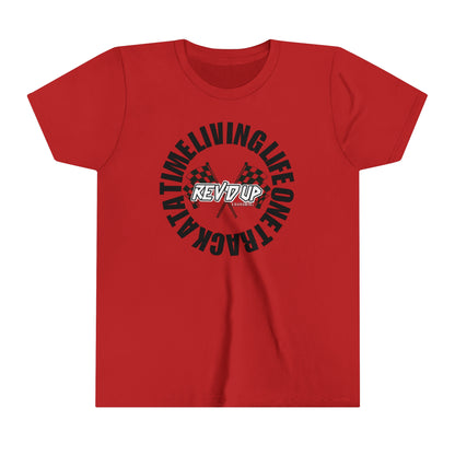 Living Life One Track At A Time Black Rev'd Up Clothing -Youth T-Shirt