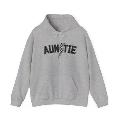 Checkered Lightening Bolt Auntie- Adult Hooded Sweatshirt