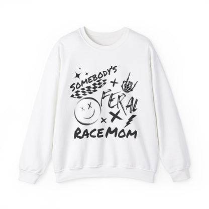 Somebody`s Feral Race Mom- Adult Crewneck Sweatshirt
