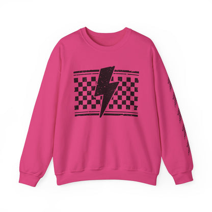 Grunge Checkered Lightning Bolt- Adult Sweatshirt