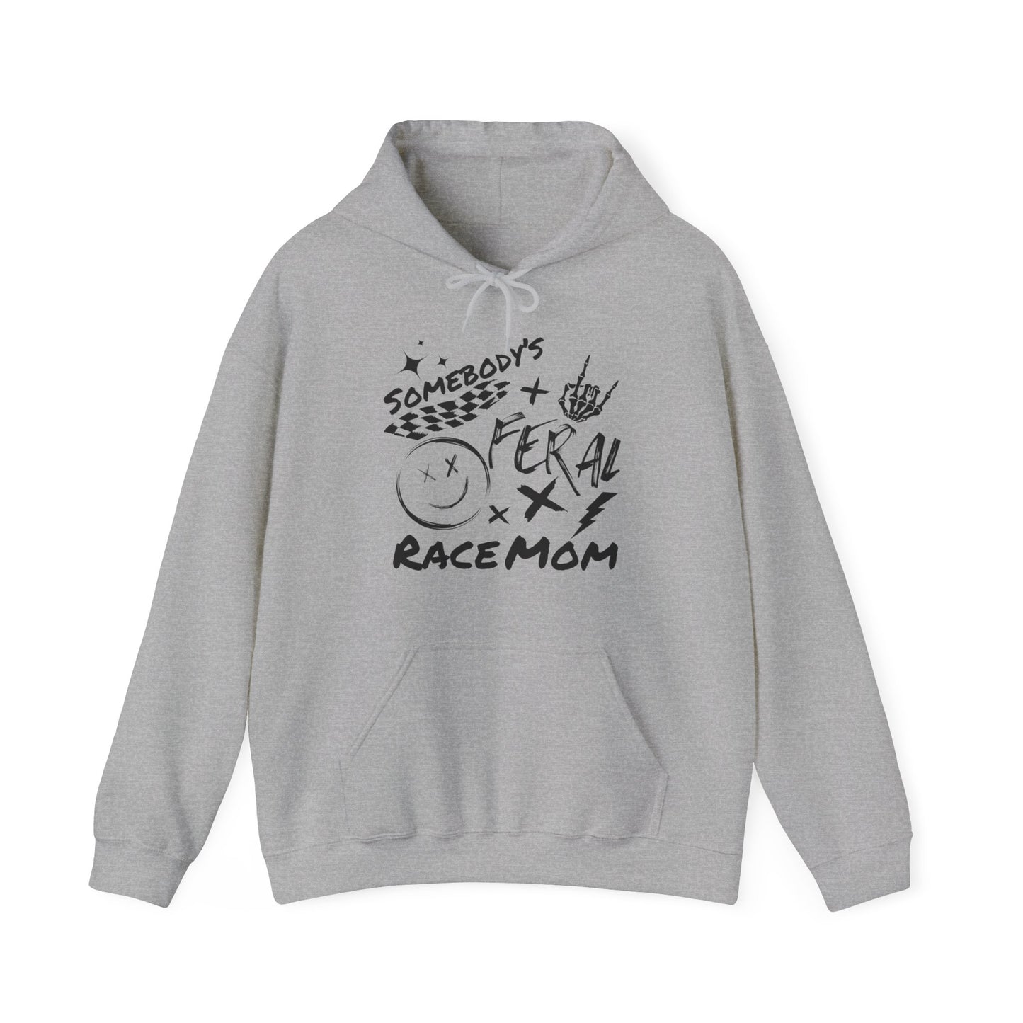 Somebody`s Feral Race Mom- Adult Hooded Sweatshirt