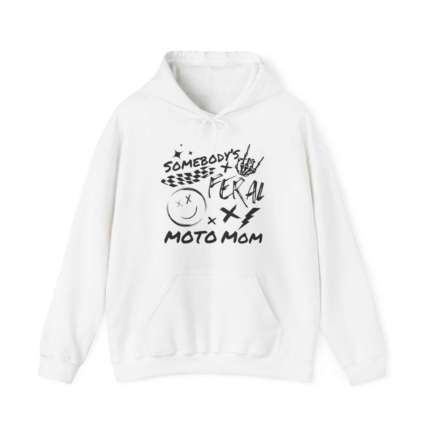 Somebody`s Feral Moto Mom- Adult Hooded Sweatshirt