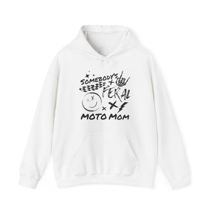 Somebody`s Feral Moto Mom- Adult Hooded Sweatshirt
