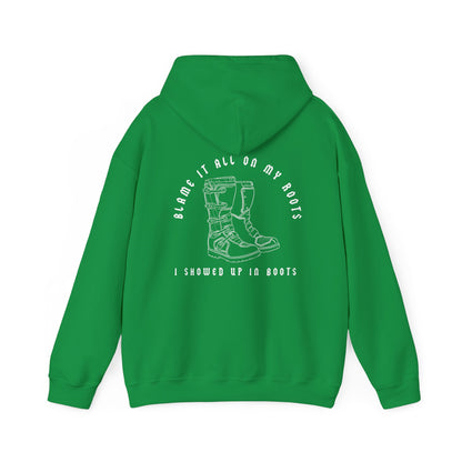 Blame It All On My Roots White Font- Adult Hooded Sweatshirt