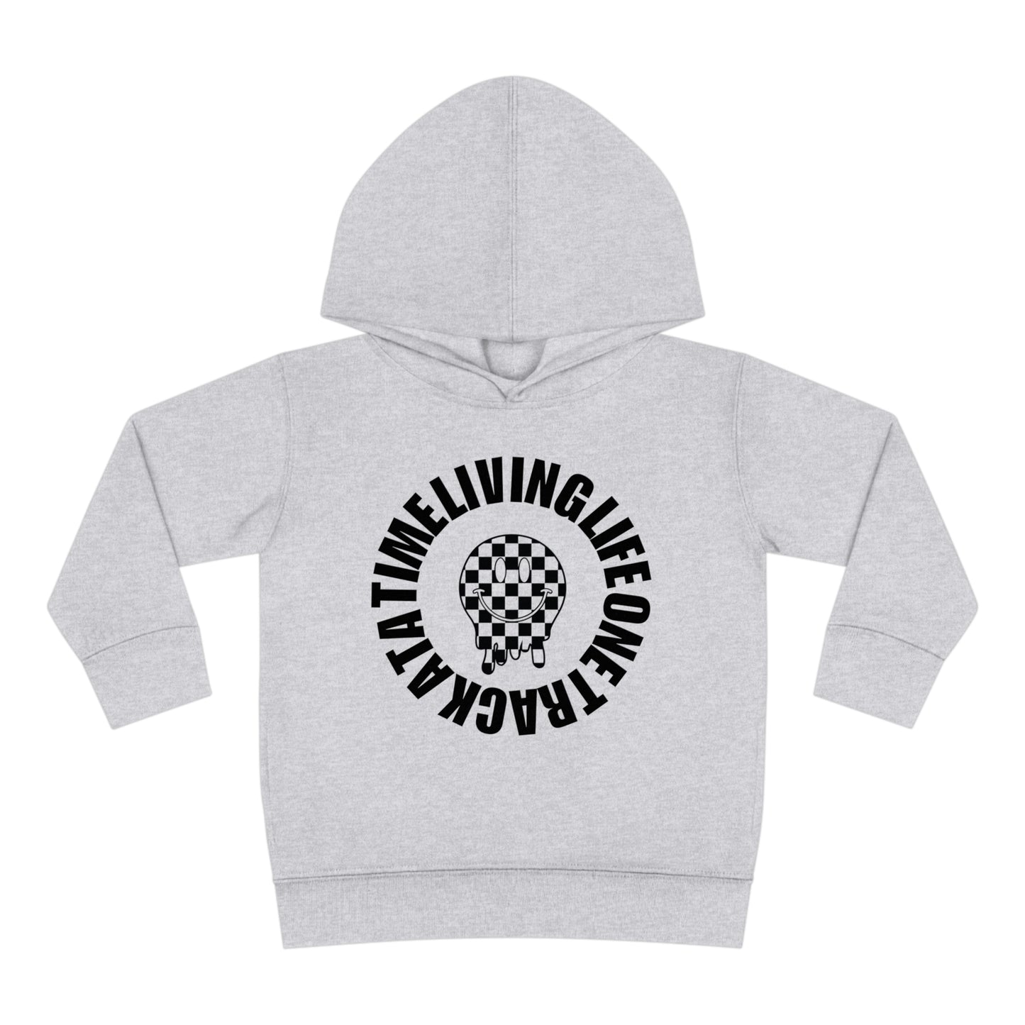 Living Life One Track At A Time Black Checkered Smiley - Toddler Hooded Sweatshirt