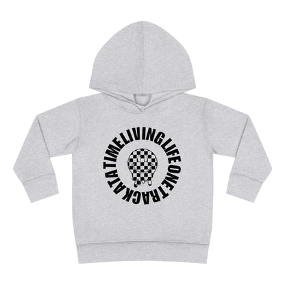 Living Life One Track At A Time Black Checkered Smiley - Toddler Hooded Sweatshirt