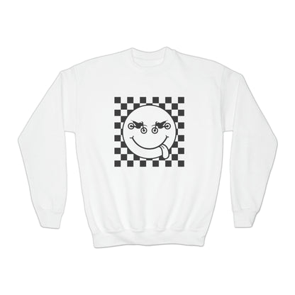 Race Flag Smile Face-Youth Crewneck Sweatshirt