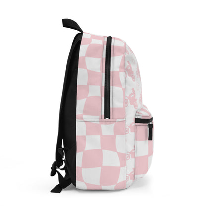 Light Pink Checkered Moto Backpack