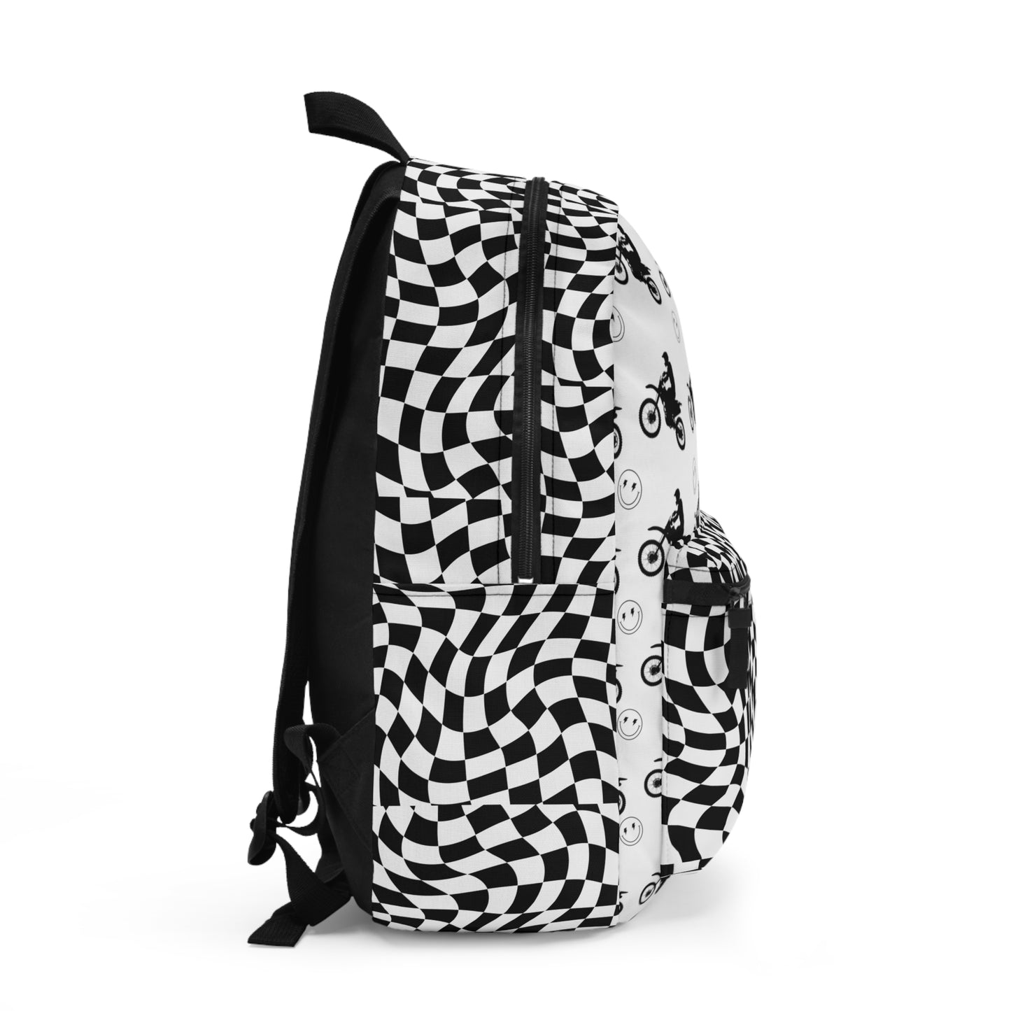 Black & White Checkered Moto Backpack